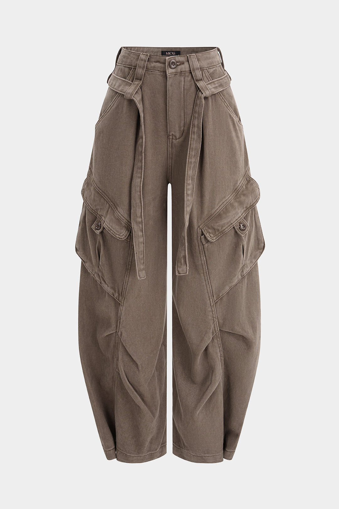 Belted Wide Leg Denim Jeans