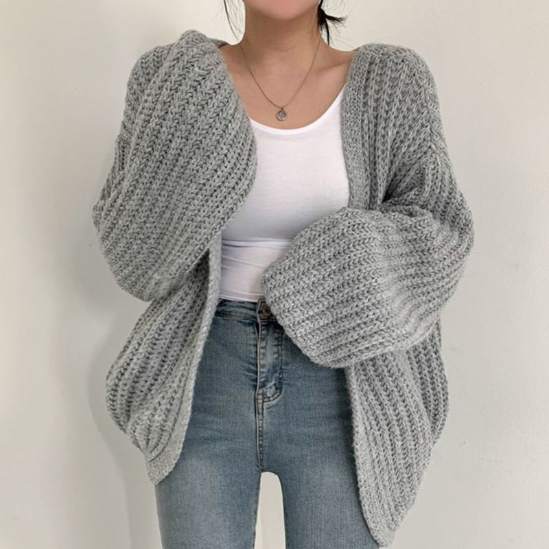 Chunky Knitted Open Front Cardigan