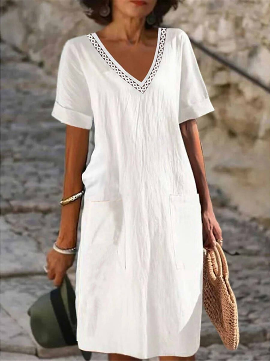 Cotton V-Neck Relaxed Fit Summer Dress