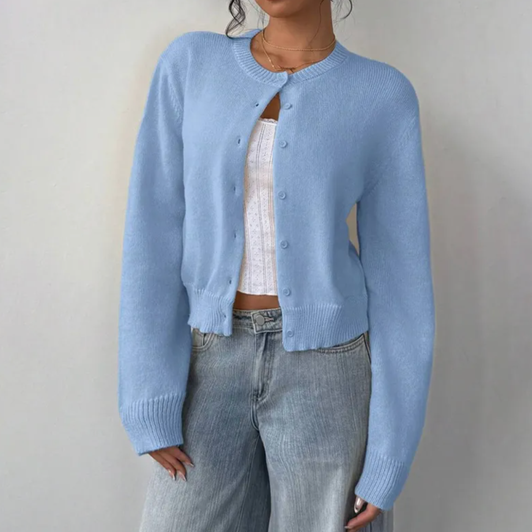 Cropped Button Detail Cardigan Sweater