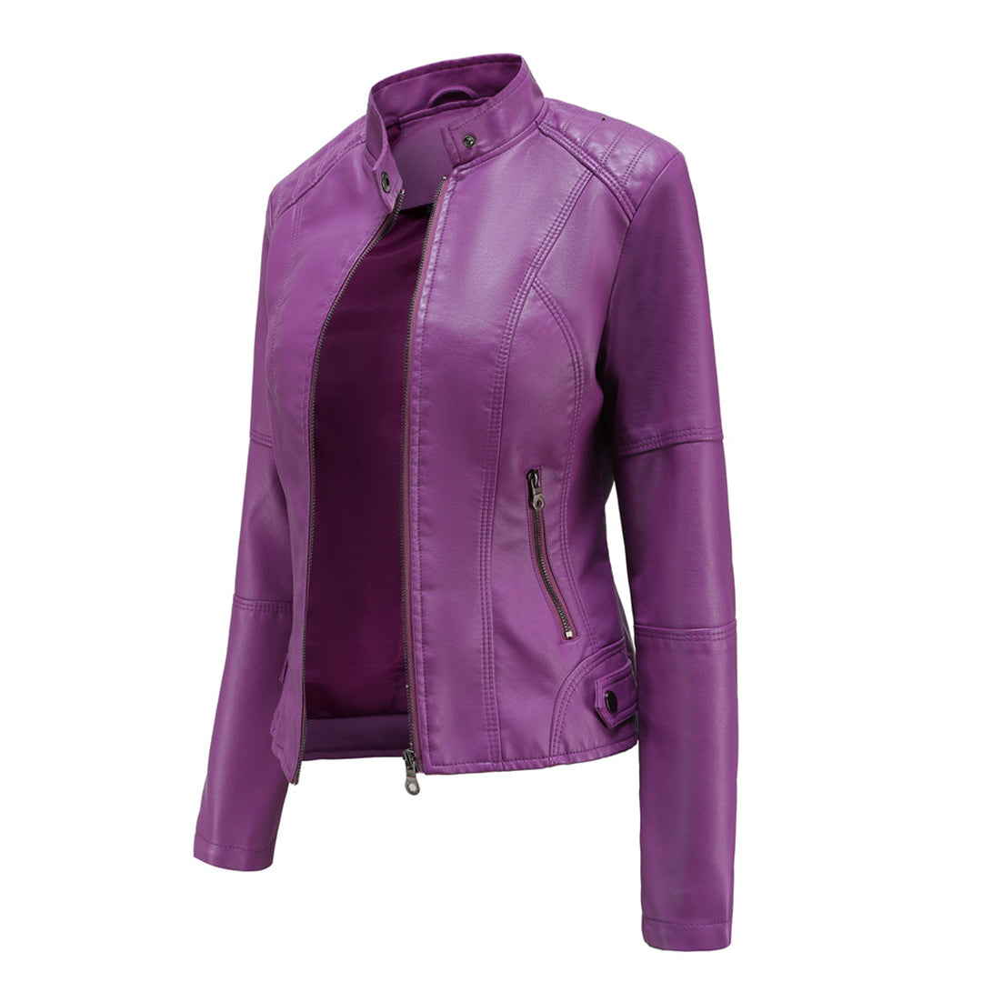 Faux Leather Tailored Fit Biker Jacket