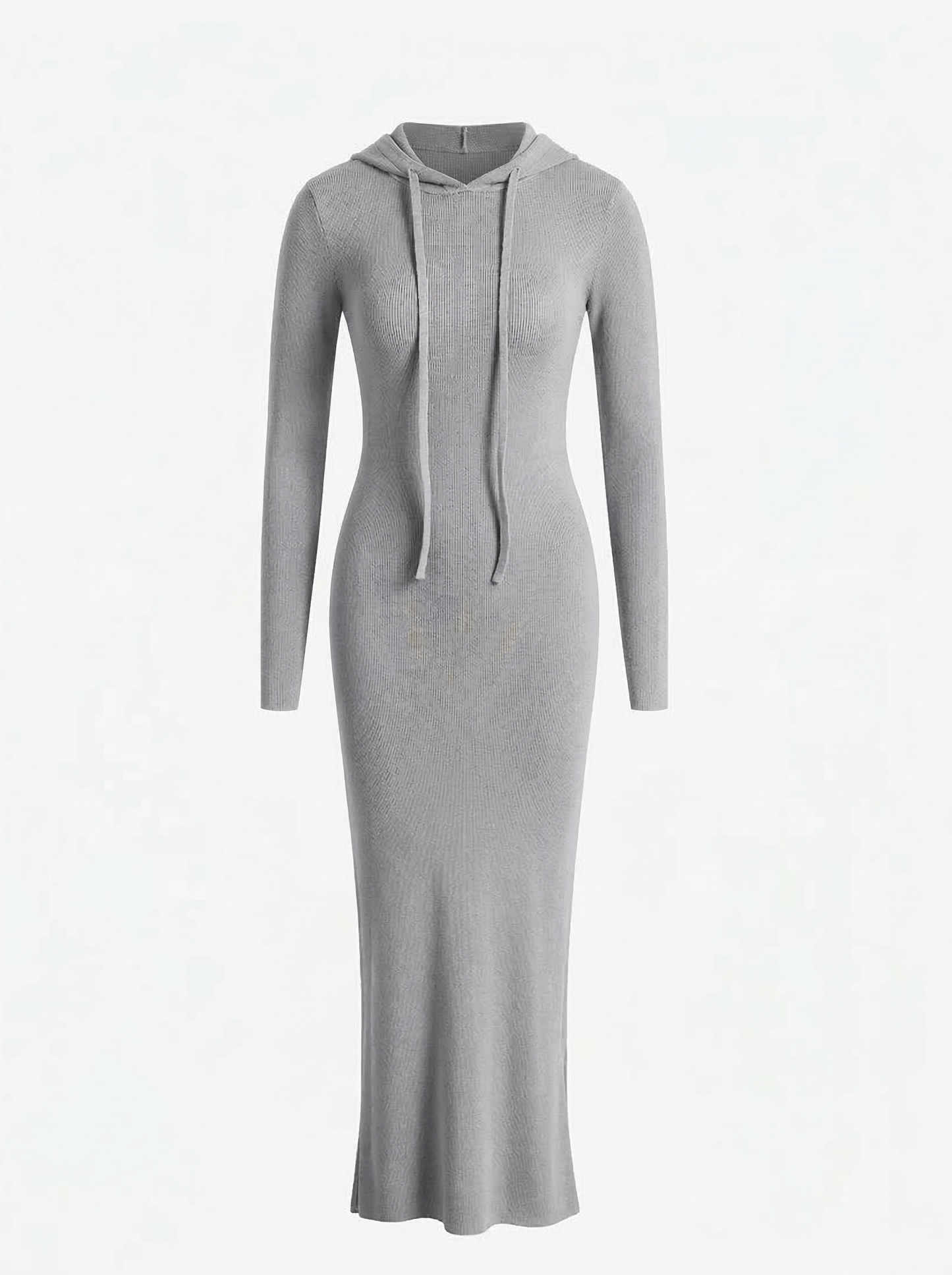 Hooded Long Sleeve Ribbed Maxi Dress