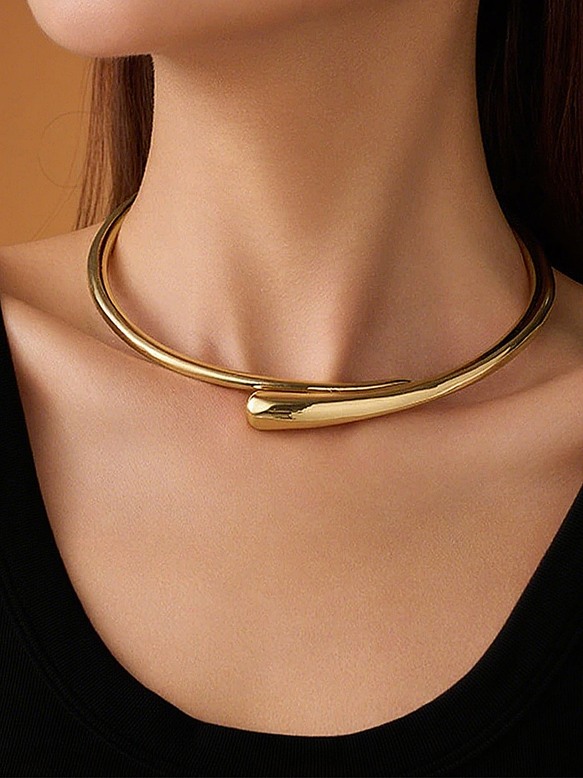 Gold-Tone Open Cuff Choker Necklace