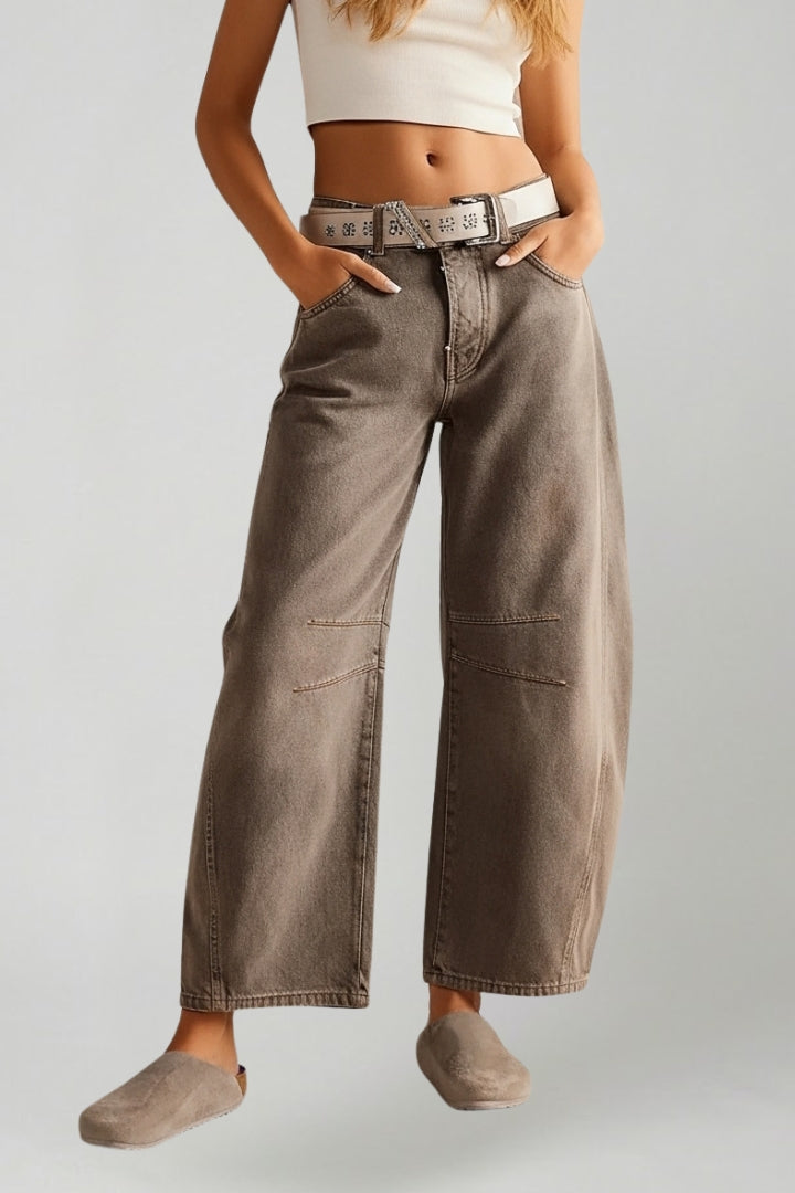 High-Waist Stretch Wide Leg Jeans