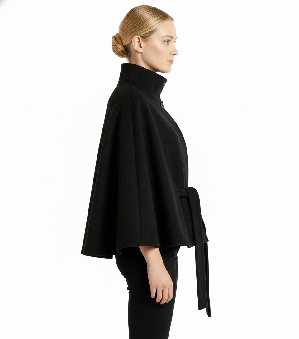 High Collar Belted Wool Coat