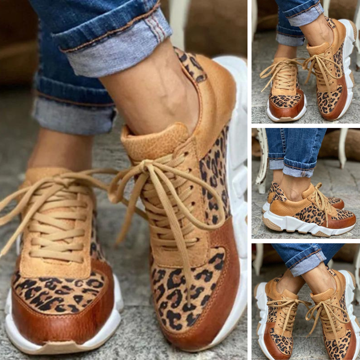 Lightweight Animal Print Sneakers