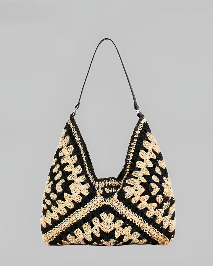 Lightweight Macrame Straw Shoulder Bag