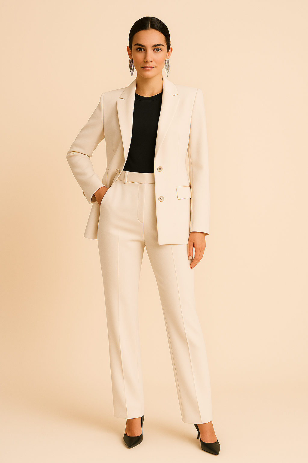 Lightweight Notched Lapel Women's Suit Set