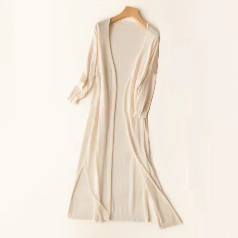 Lightweight Open Front Long Cardigan