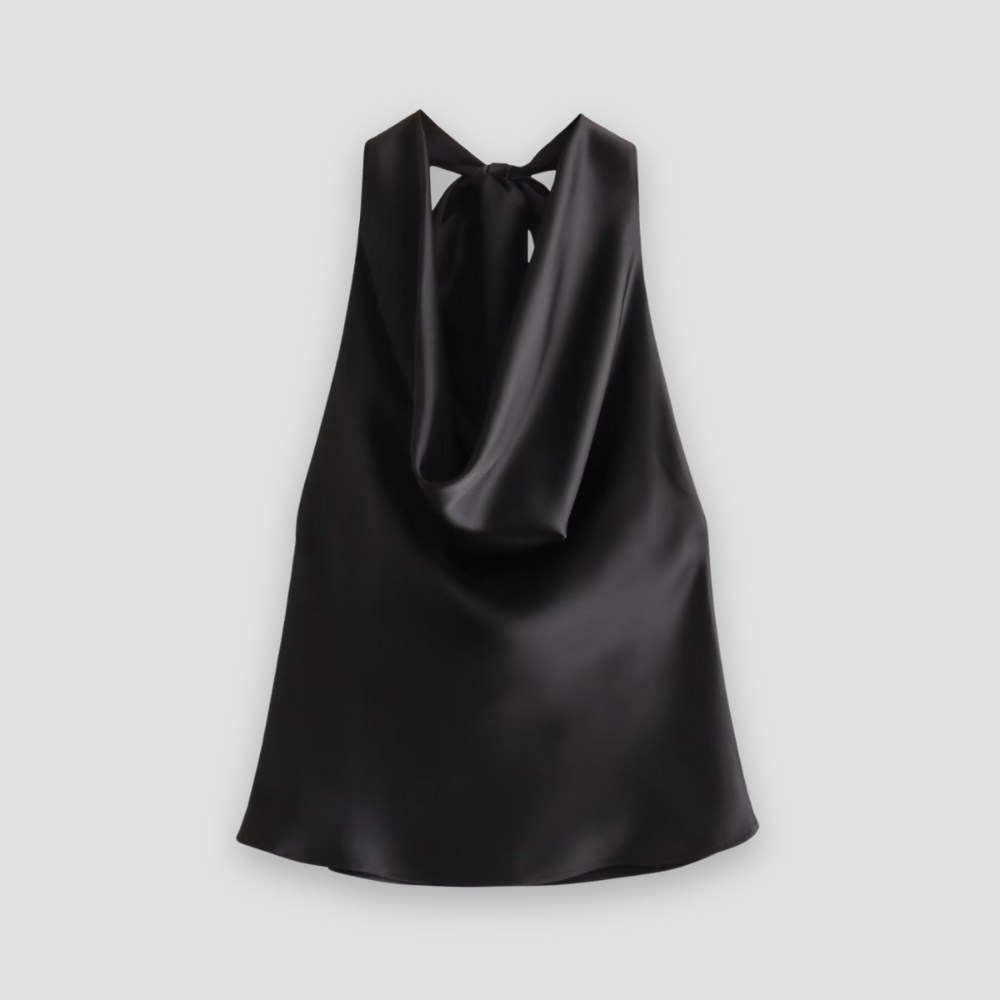 Lightweight Satin Cowl Neck Tank Top