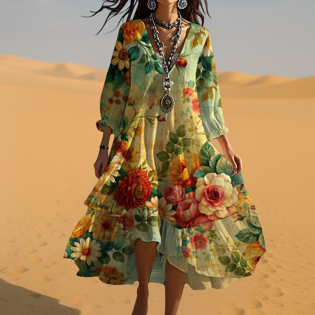 Lightweight V-Neck Cotton Summer Dress