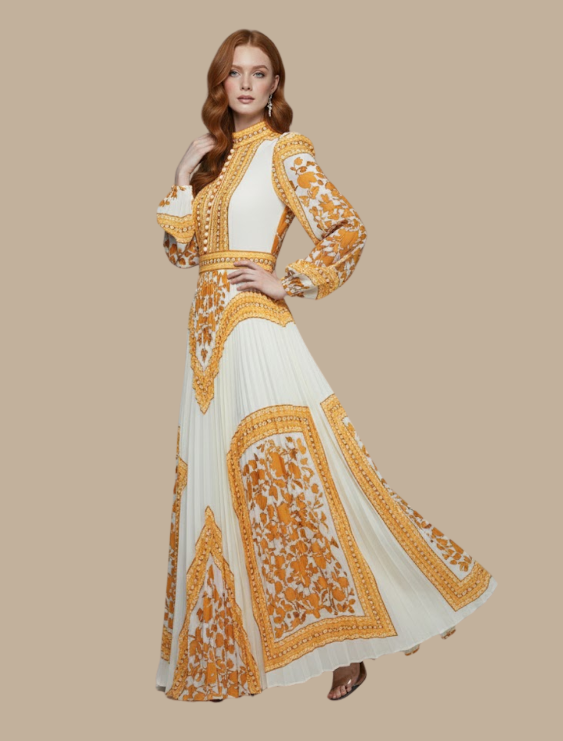 Pleated Maxi Evening Dress