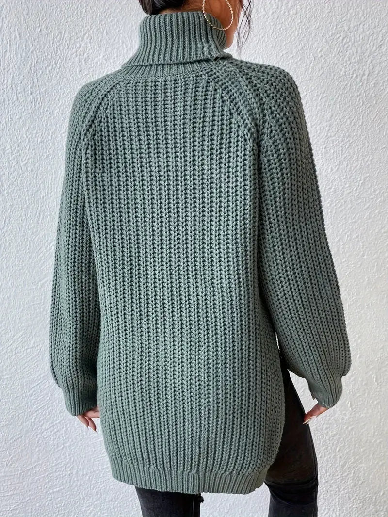 Ribbed Knit Turtleneck Sweater