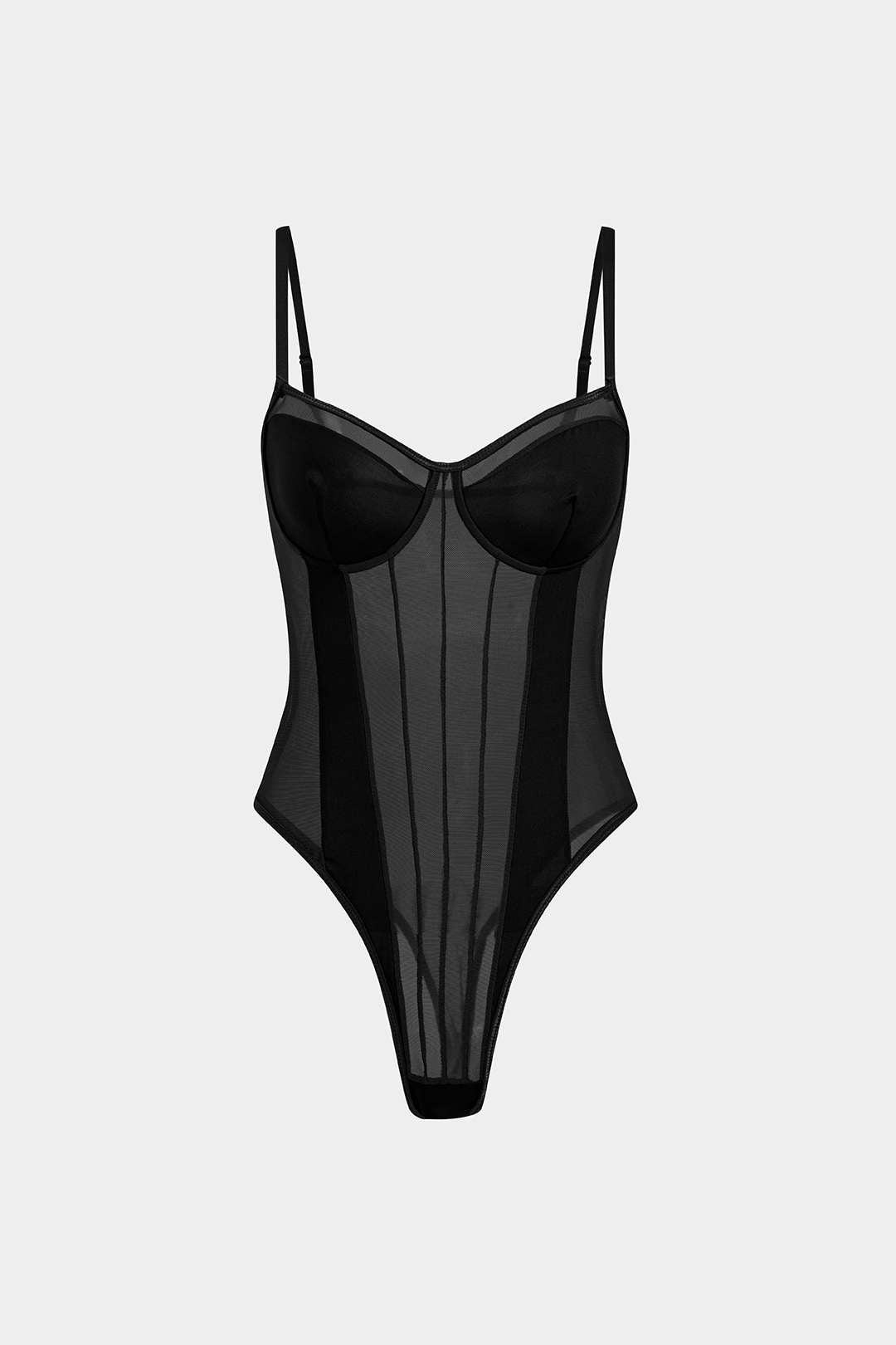 Sheer Mesh Backless Bodysuit