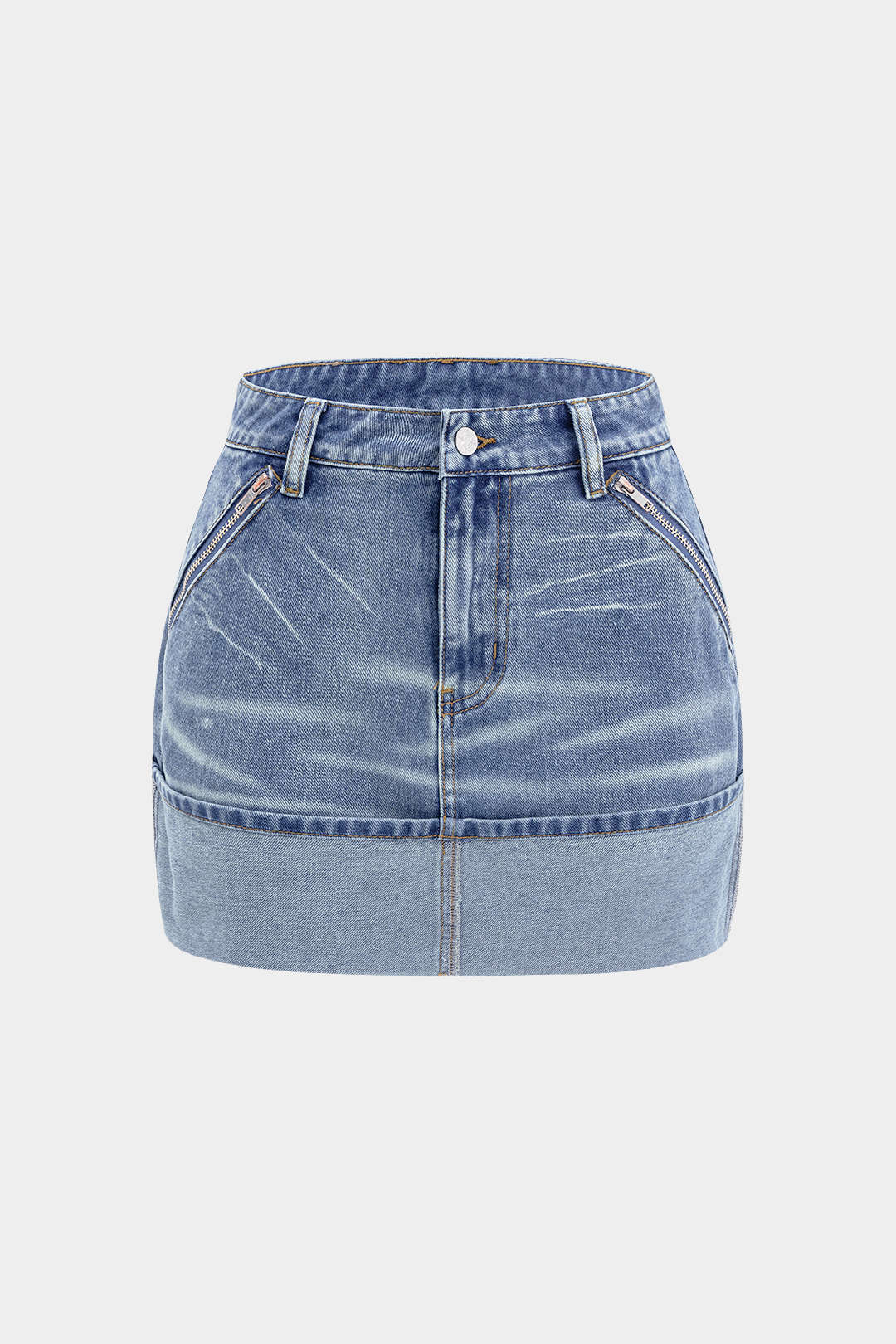 Washed Denim Pocket Skirt