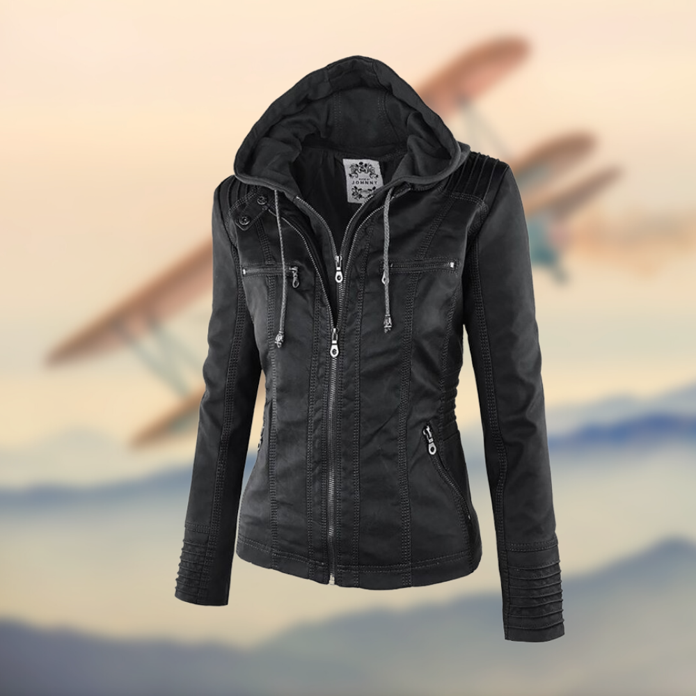 Zip-Up Ribbed Biker Jacket
