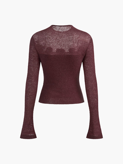 3D Floral Knit Wool Blend Top