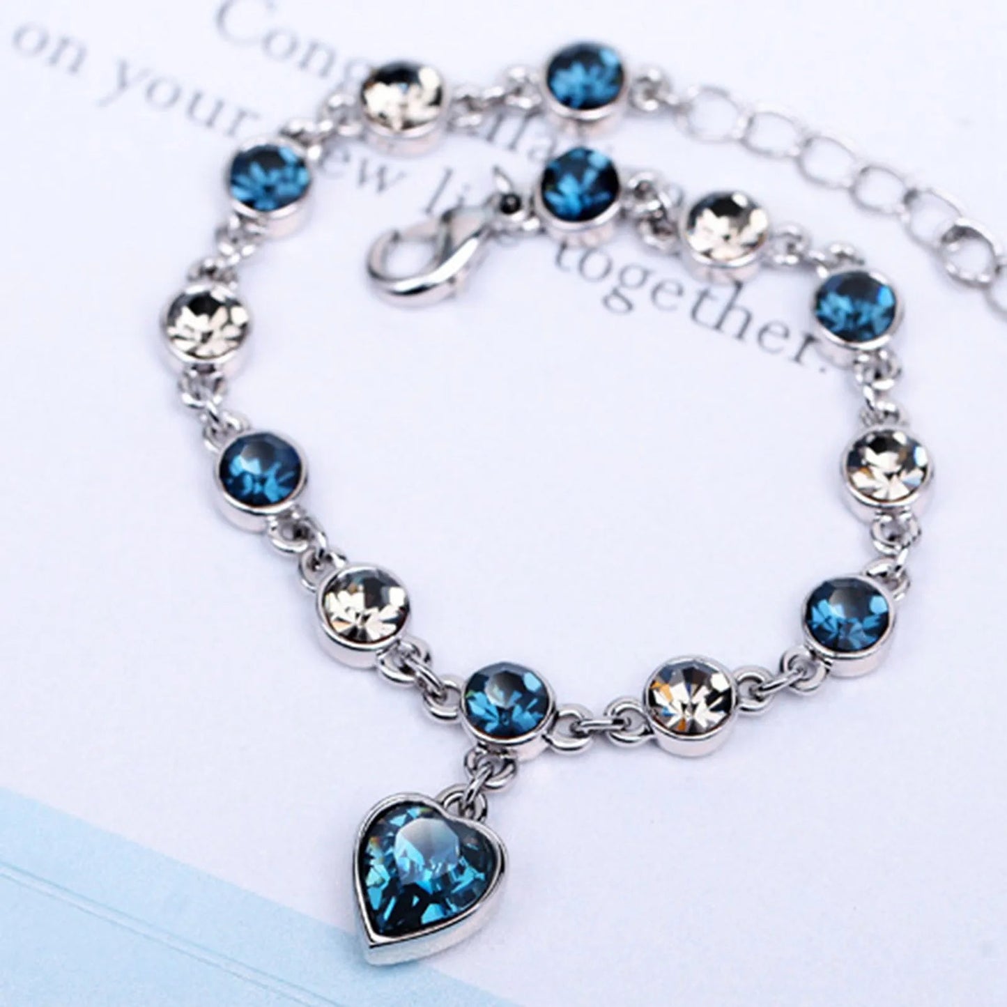 Adjustable Sterling Silver Bracelet With Crystals