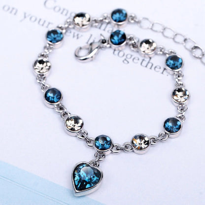 Adjustable Sterling Silver Bracelet With Crystals
