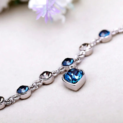 Adjustable Sterling Silver Bracelet With Crystals