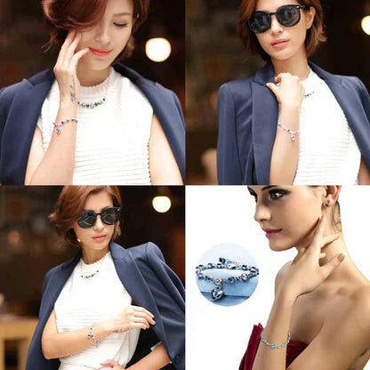 Adjustable Sterling Silver Bracelet With Crystals