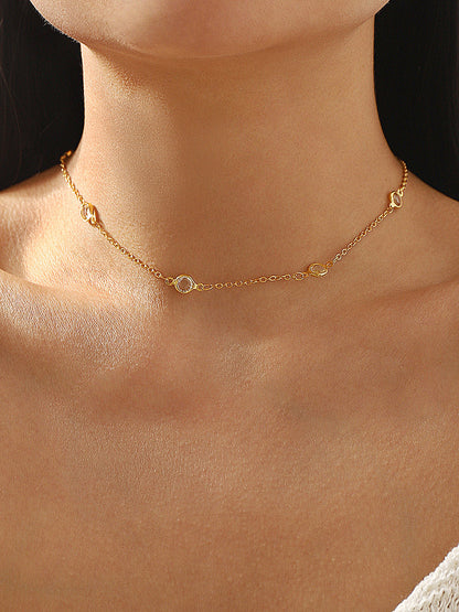 Alloy Pearl Station Lariat Necklace