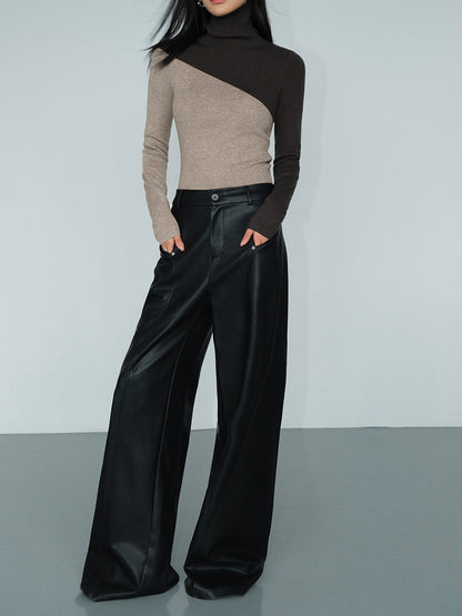 Asymmetric Mock Neck Knit Top