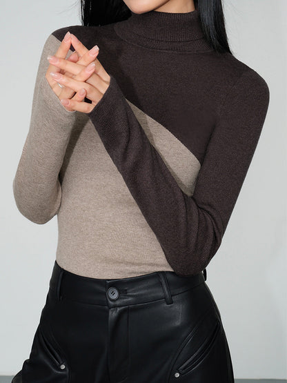 Asymmetric Mock Neck Knit Top