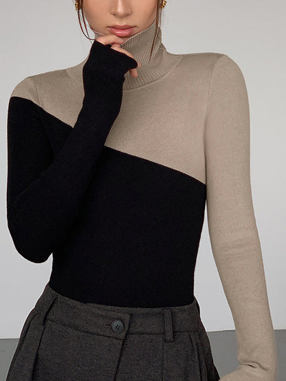 Asymmetric Mock Neck Knit Top