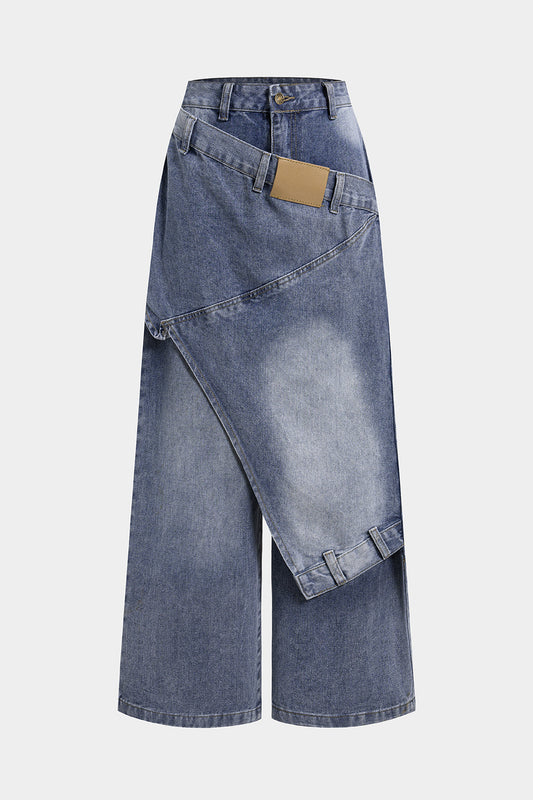 Asymmetrical Hem Slim Fit Black Jeans