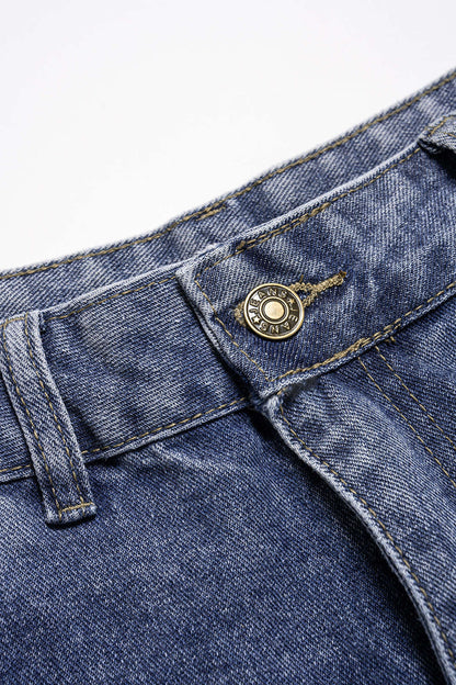 Asymmetrical Hem Slim Fit Black Jeans