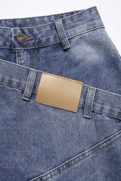 Asymmetrical Hem Slim Fit Black Jeans