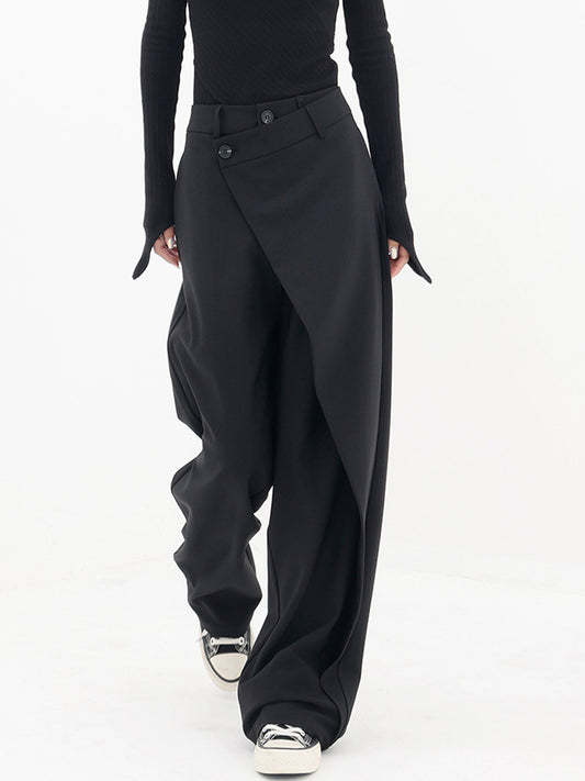 Asymmetrical Layered Wide Leg Trousers Women