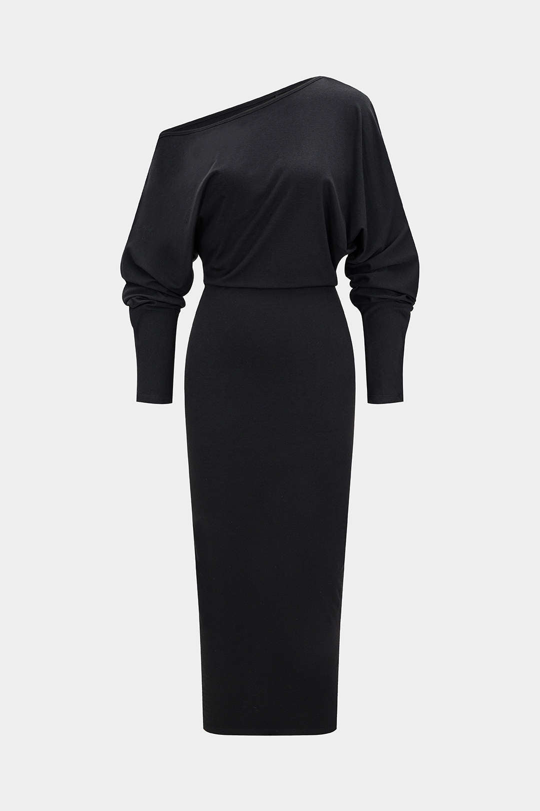 Asymmetrical Long Sleeve Midi Dress