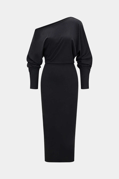 Asymmetrical Long Sleeve Midi Dress