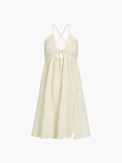 Backless Criss Cross Detail Midi Dress