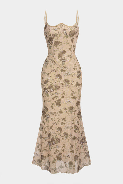 Backless Floral Maxi Dress