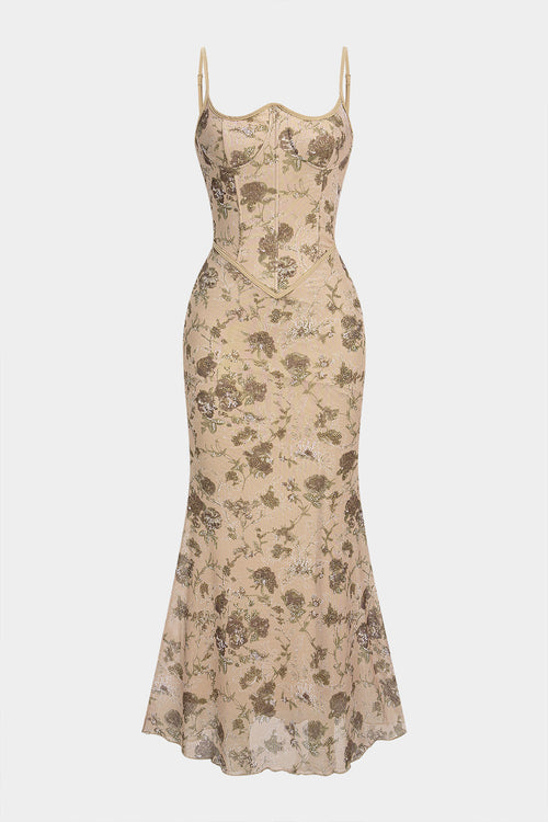 Backless Floral Maxi Dress