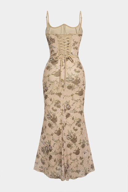 Backless Floral Maxi Dress