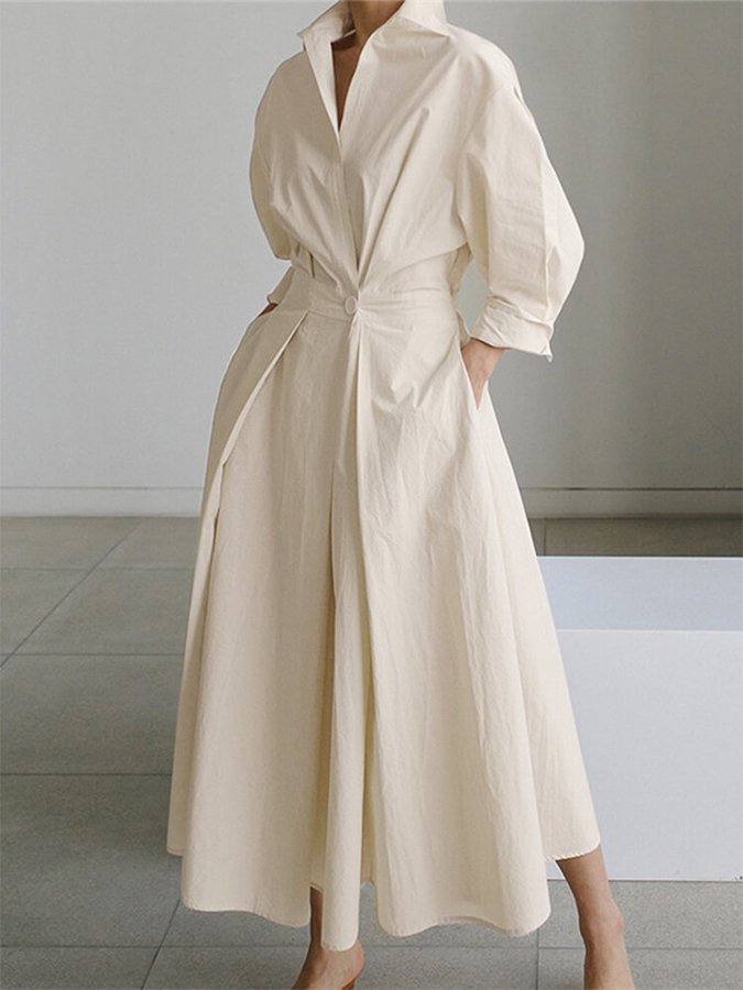 Belted Long Sleeve Maxi Dress
