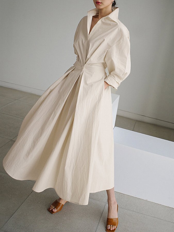 Belted Long Sleeve Maxi Dress