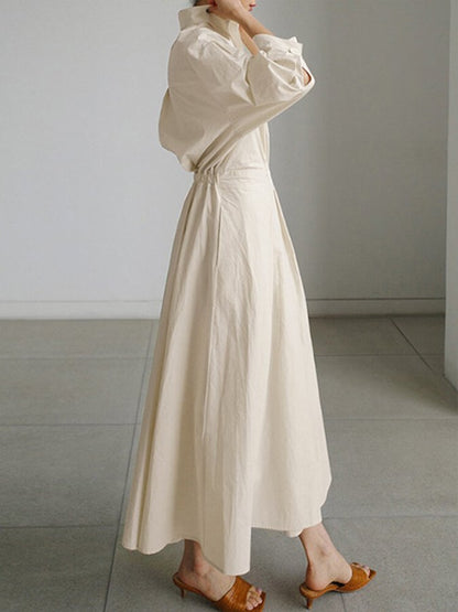 Belted Long Sleeve Maxi Dress