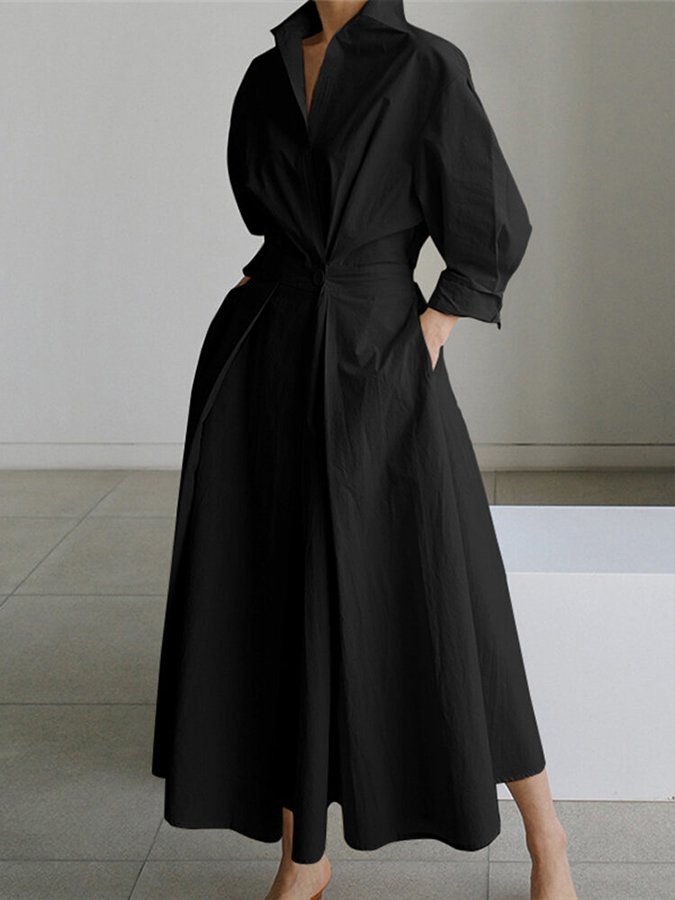 Belted Long Sleeve Maxi Dress
