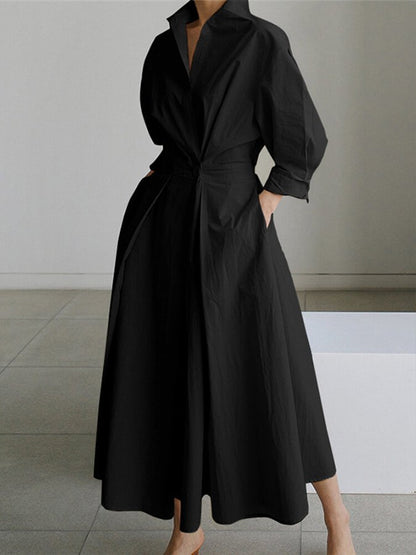 Belted Long Sleeve Maxi Dress