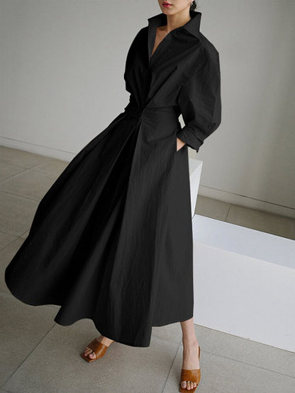 Belted Long Sleeve Maxi Dress