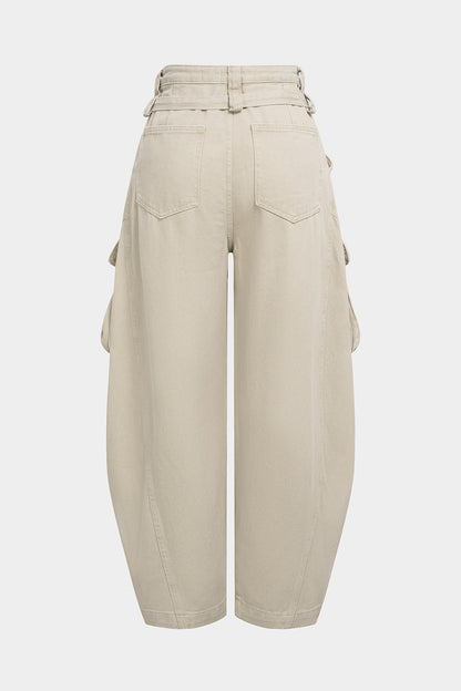 Belted Wide Leg Denim Jeans