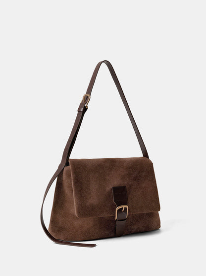 Black Suede Effect Shoulder Bag