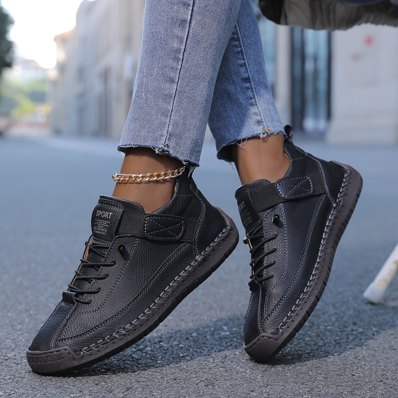 Breathable Synthetic Lace-Up Sneakers
