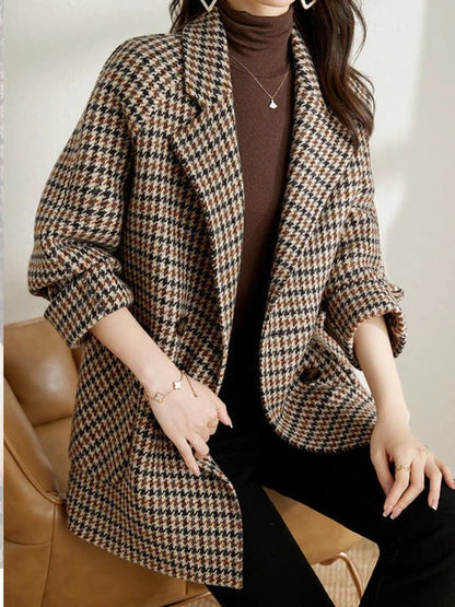 Check Pattern Tailored Blazer Jacket