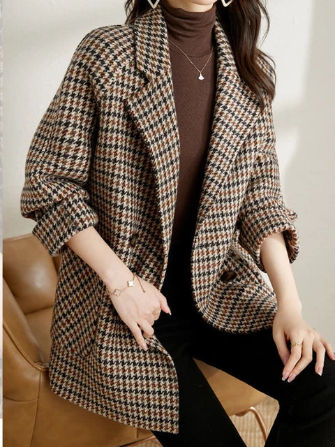 Check Pattern Tailored Blazer Jacket